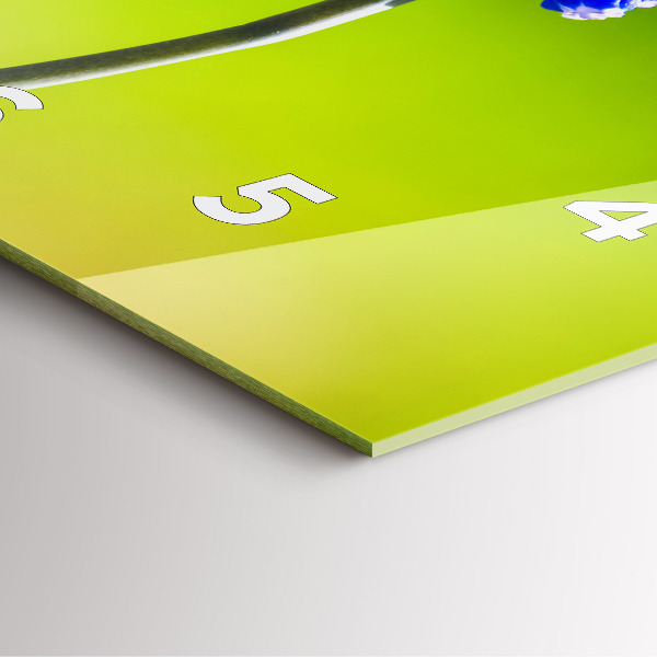 Skleněné hodiny čtvercové Modré květiny