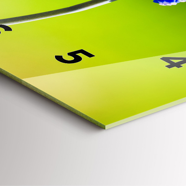 Skleněné hodiny čtvercové Modré květiny