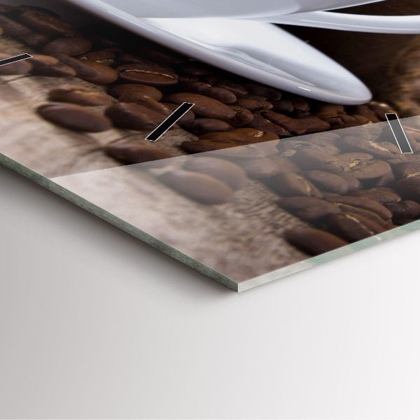 Skleněné hodiny čtvercové Šálek kávy