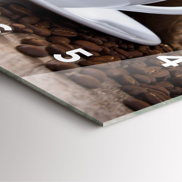 Skleněné hodiny čtvercové Šálek kávy