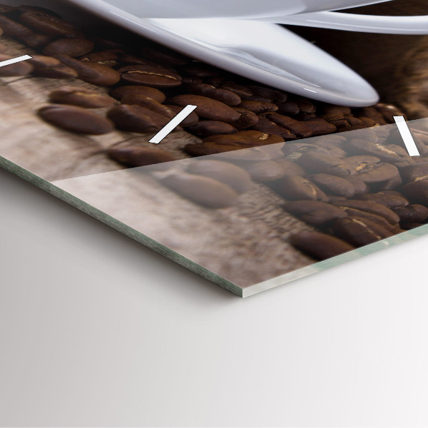 Skleněné hodiny čtvercové Šálek kávy