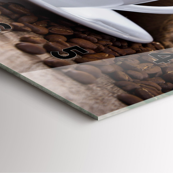 Skleněné hodiny čtvercové Šálek kávy