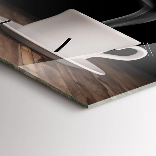 Skleněné hodiny čtvercové Šálek horké kávy