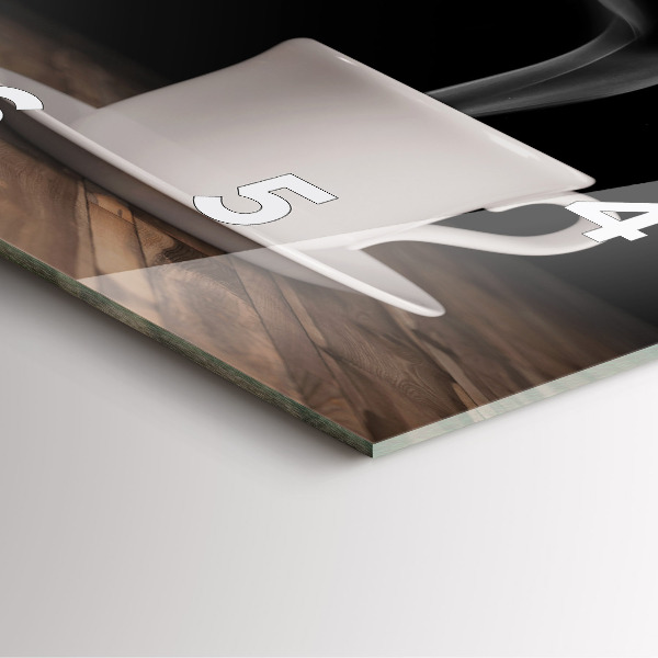 Skleněné hodiny čtvercové Šálek horké kávy