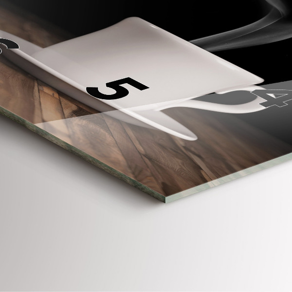 Skleněné hodiny čtvercové Šálek horké kávy