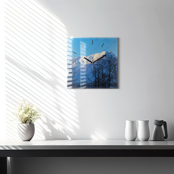 Skleněné hodiny čtvercové Pohled na hory