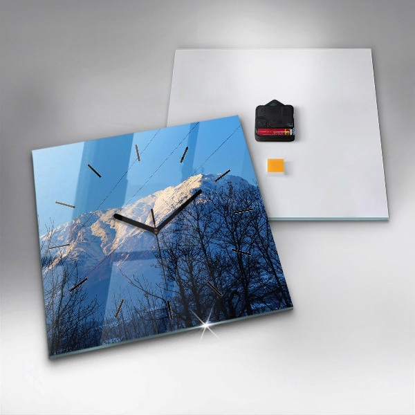 Skleněné hodiny čtvercové Pohled na hory