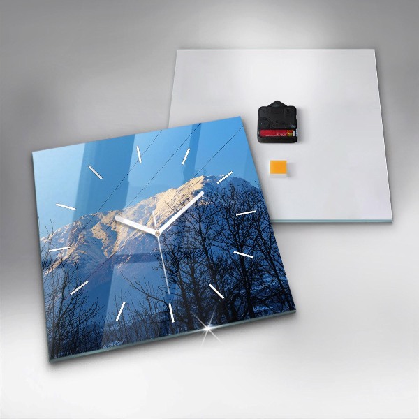 Skleněné hodiny čtvercové Pohled na hory