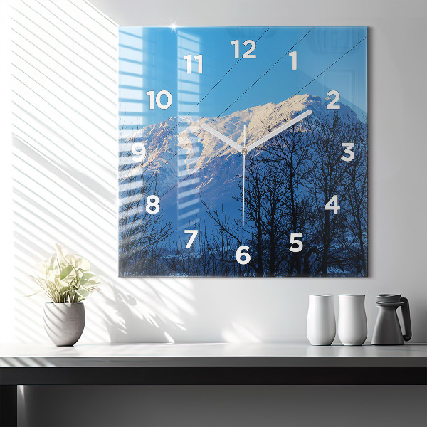 Skleněné hodiny čtvercové Pohled na hory