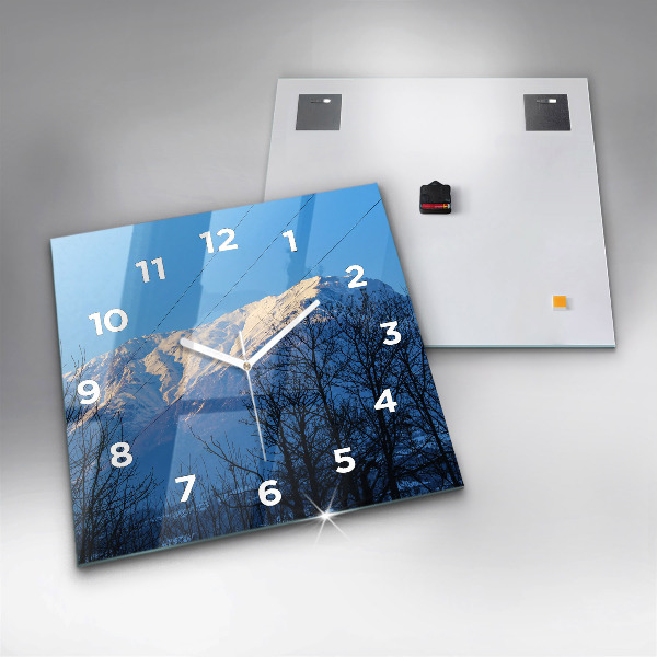 Skleněné hodiny čtvercové Pohled na hory