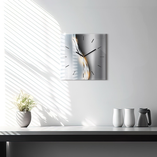 Čtvercové nástěnné hodiny Kovová abstrakce