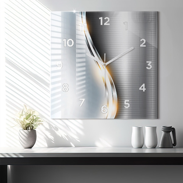 Čtvercové nástěnné hodiny Kovová abstrakce
