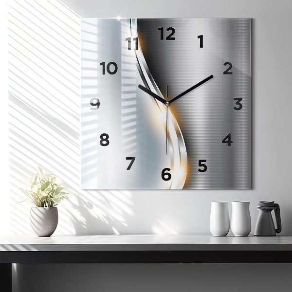 Čtvercové nástěnné hodiny Kovová abstrakce