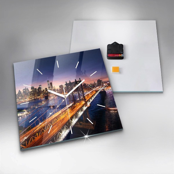 Skleněné hodiny čtvercové New York a západ slunce