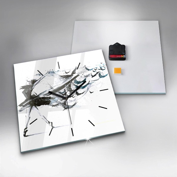 Skleněné hodiny čtvercové Žena tančící balet