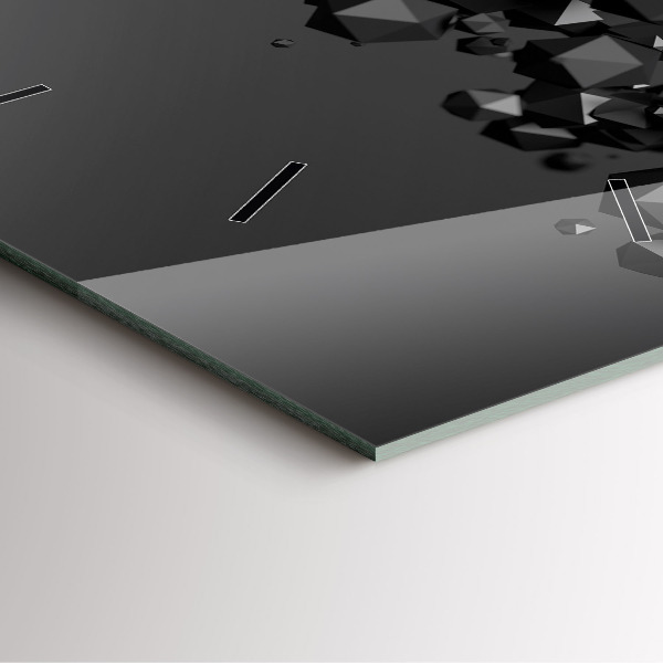 Skleněné hodiny čtvercové Černá abstrakce