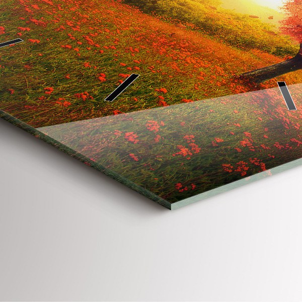 Skleněné hodiny čtvercové Strom se srdcem lásky