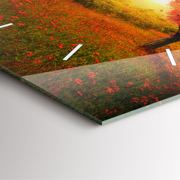 Skleněné hodiny čtvercové Strom se srdcem lásky