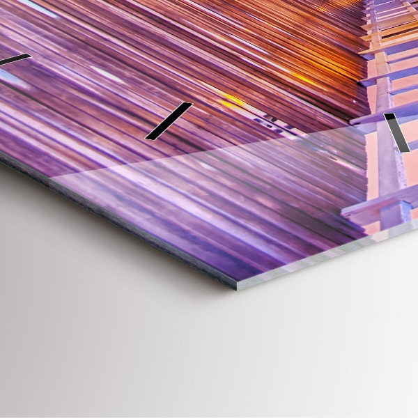 Skleněné hodiny čtvercové Most v přístavu večer