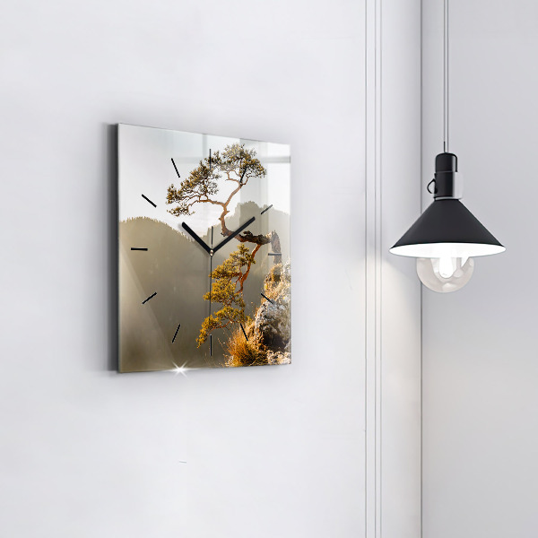 Skleněné hodiny čtvercové Strom v horách