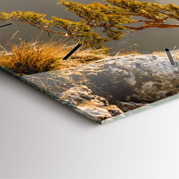 Skleněné hodiny čtvercové Strom v horách