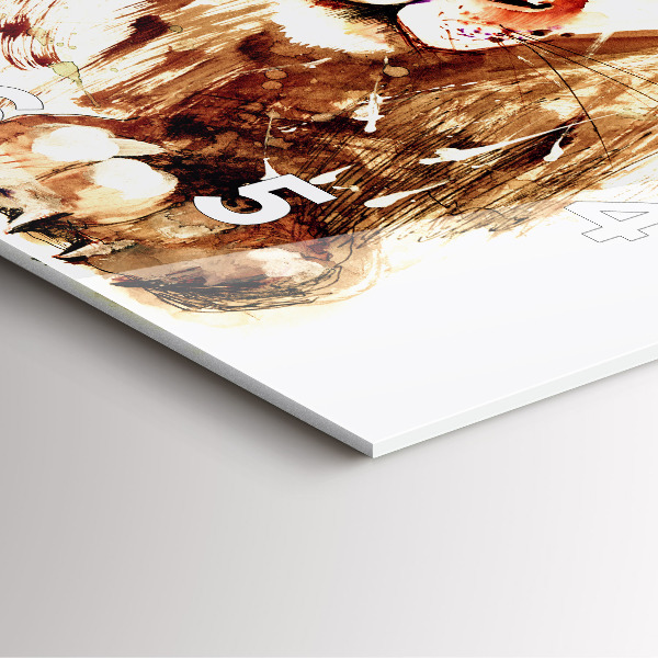 Skleněné hodiny čtvercové Ilustrace hnědého lva