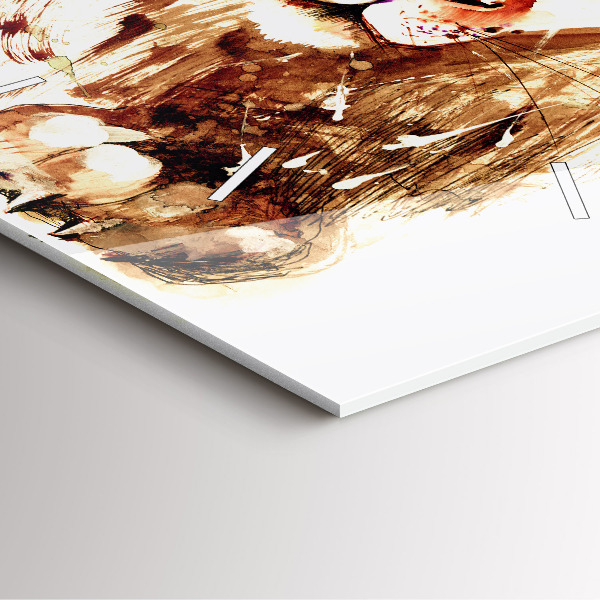 Skleněné hodiny čtvercové Ilustrace hnědého lva