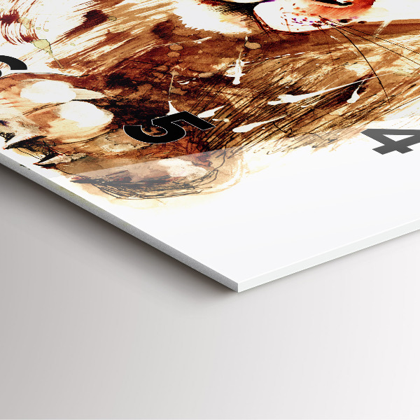 Skleněné hodiny čtvercové Ilustrace hnědého lva