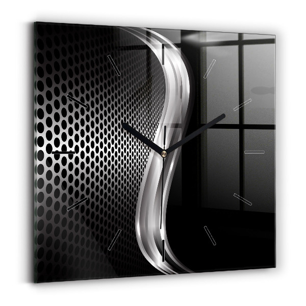 Čtvercové nástěnné hodiny Černá kovová abstrakce