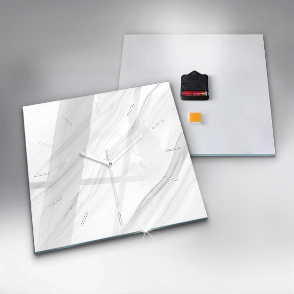 Skleněné hodiny čtvercové Dekorativní mramor