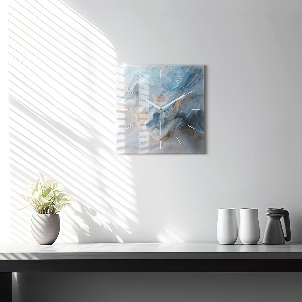 Skleněné hodiny čtvercové Mramorový vzor