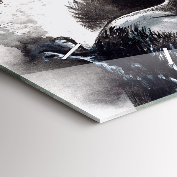 Skleněné hodiny čtvercové Malovaní ptáci