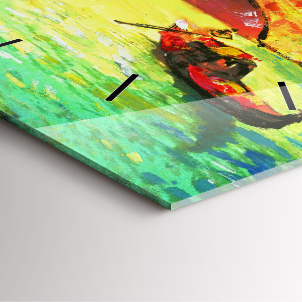 Skleněné hodiny čtvercové Benátský most Rialto