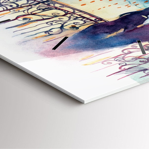 Skleněné hodiny čtvercové Lidé na akvarelu