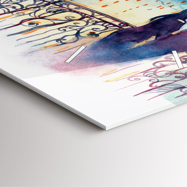 Skleněné hodiny čtvercové Lidé na akvarelu