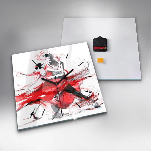 Skleněné hodiny čtvercové Tančící pár