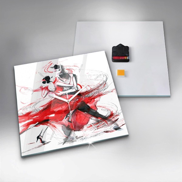 Skleněné hodiny čtvercové Tančící pár