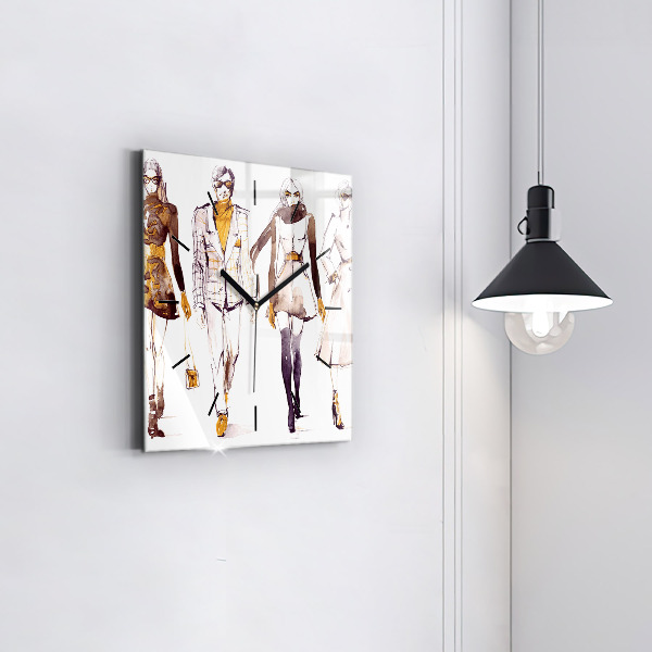 Skleněné hodiny čtvercové Žena a muž