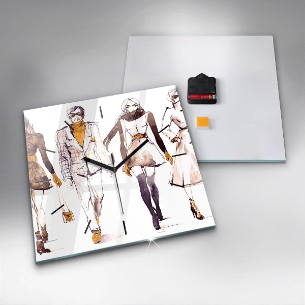 Skleněné hodiny čtvercové Žena a muž