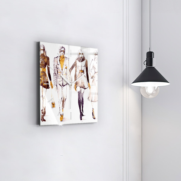 Skleněné hodiny čtvercové Žena a muž