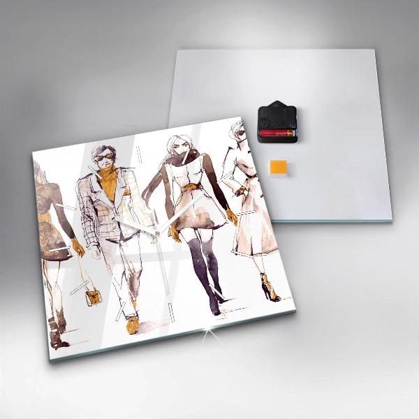 Skleněné hodiny čtvercové Žena a muž