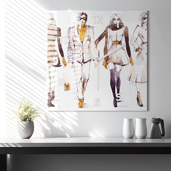 Skleněné hodiny čtvercové Žena a muž