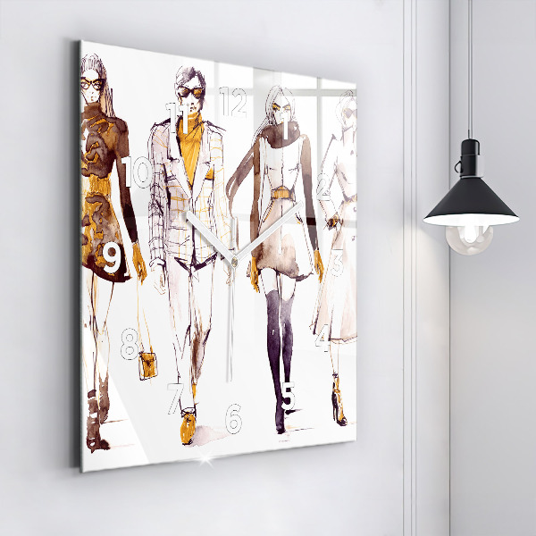 Skleněné hodiny čtvercové Žena a muž