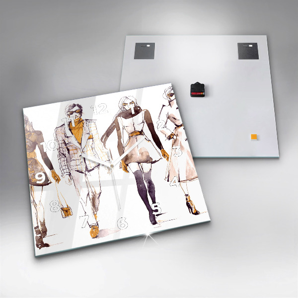 Skleněné hodiny čtvercové Žena a muž