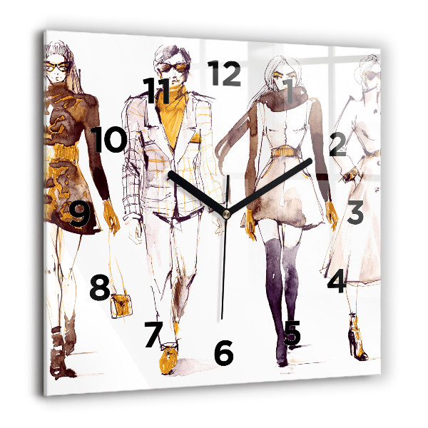Skleněné hodiny čtvercové Žena a muž