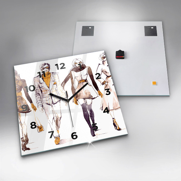 Skleněné hodiny čtvercové Žena a muž