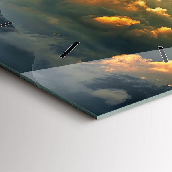 Skleněné hodiny čtvercové Let balonu v oblacích