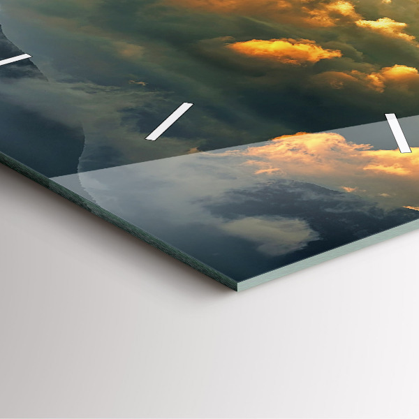 Skleněné hodiny čtvercové Let balonu v oblacích