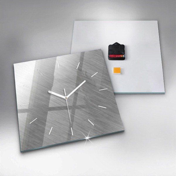 Skleněné hodiny čtvercové Kovová stěna