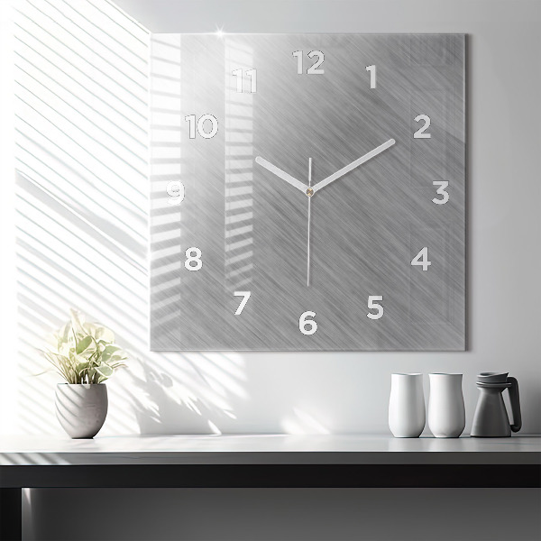 Skleněné hodiny čtvercové Kovová stěna